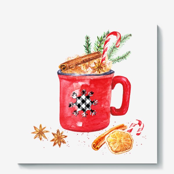 Холст «Рождественская кружка горячего шоколада»