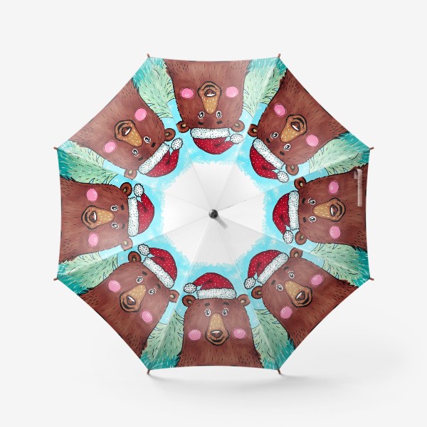 Зонт «Милый новогодний мишка с подарком»