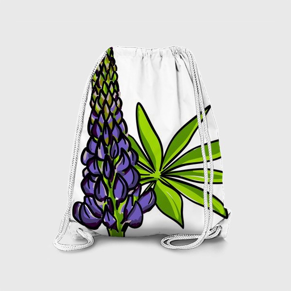 Рюкзак «Цветок люпин с листьями. Синий бутон люпина»
