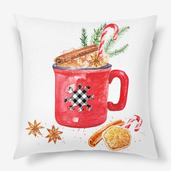 Подушка «Рождественская кружка горячего шоколада»