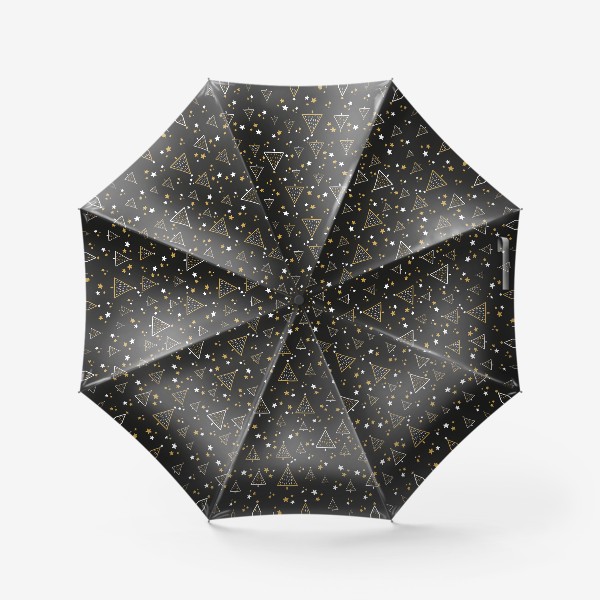 Зонт «Новогодний паттерн, елки и звезды на черном фоне»