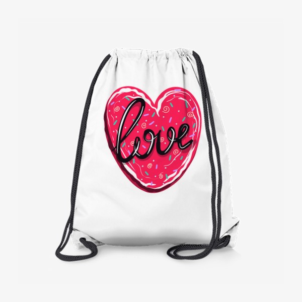 Рюкзак «Сладкое сердце с надписью любовь.  Имбирное печенье или кексик на День Святого Валентина»