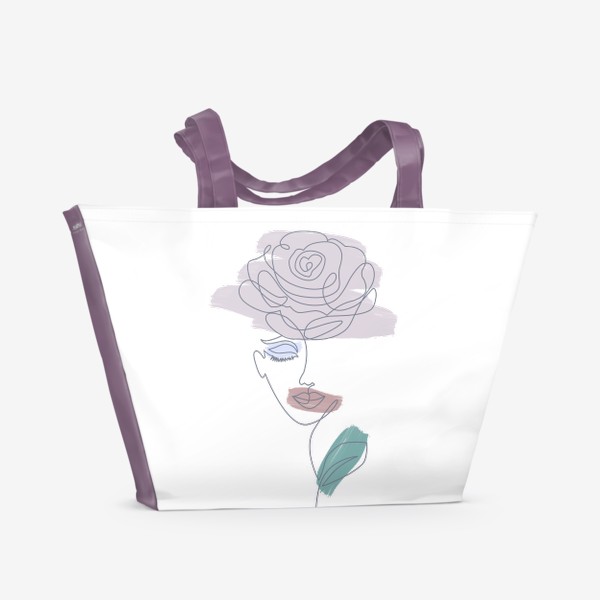 Пляжная сумка &laquo;Девушка роза. Непрерывная линия&raquo;