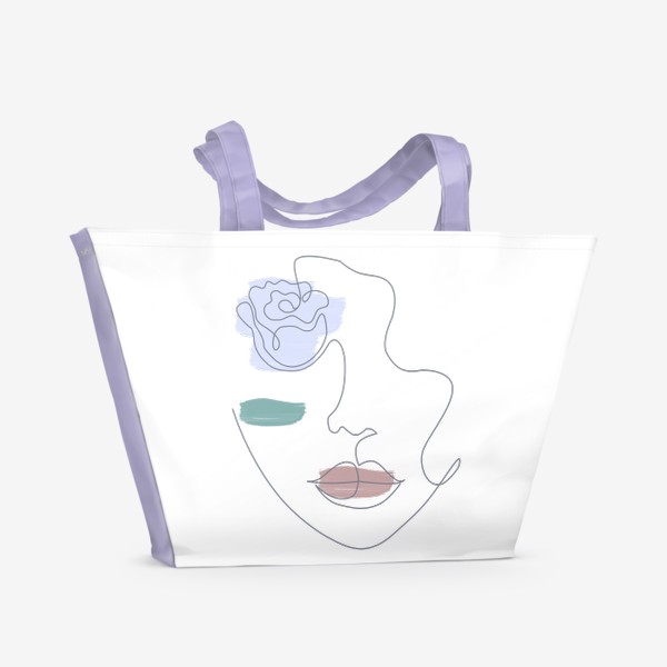 Пляжная сумка «Девушка роза 3. Непрерывная линия»