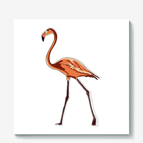 Холст &laquo;Персиковый фламинго, птица в полный рост&raquo;