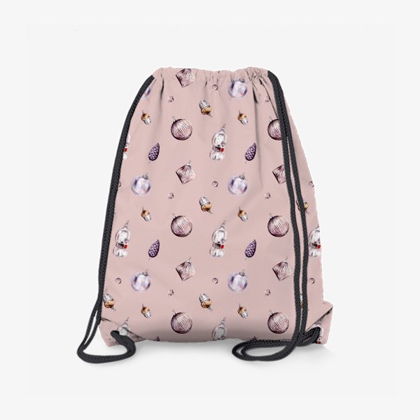 Рюкзак «Ёлочные игрушки на розовом фоне паттерн»