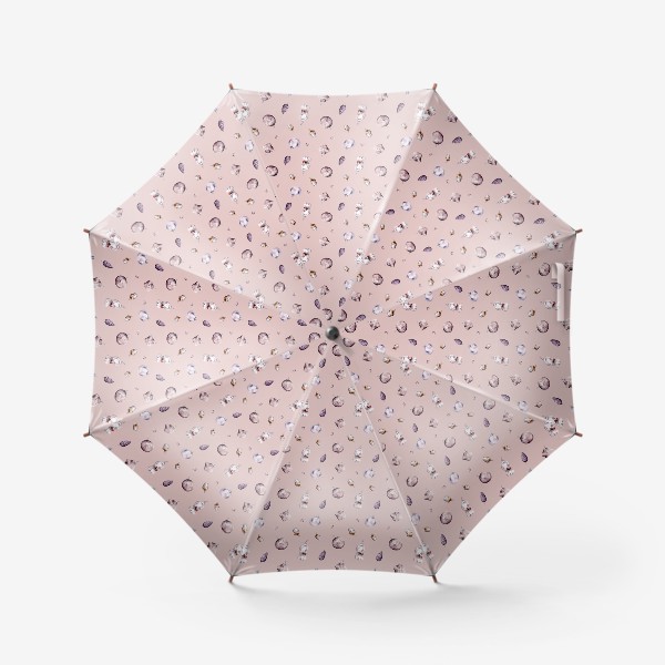 Зонт «Ёлочные игрушки на розовом фоне паттерн»