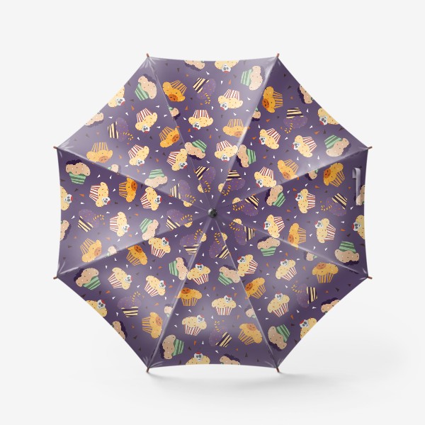 Зонт «Капкейки на Хэллоуин на фиолетовом »