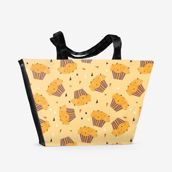 Пляжная сумка «Капкейки на желтом»