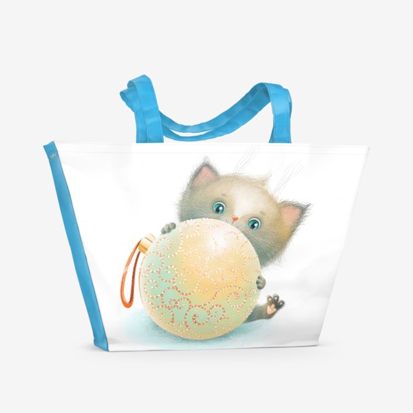 Пляжная сумка «Новогодний котёнок»