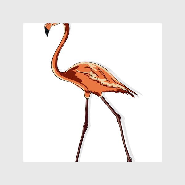 Шторы «Персиковый фламинго, птица в полный рост»