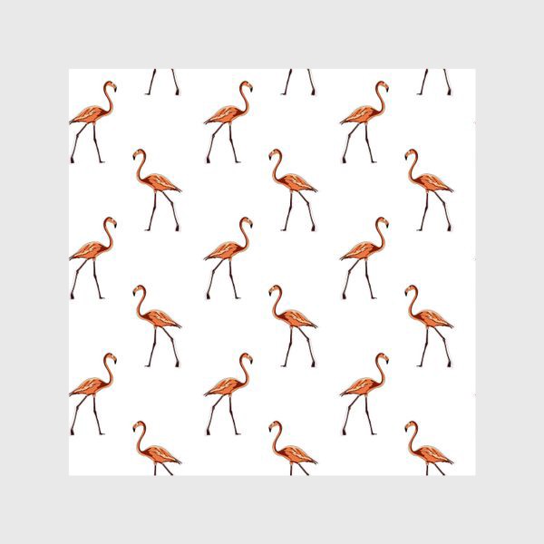 Шторы «Нежный фламинго персикового цвета на белом фоне»