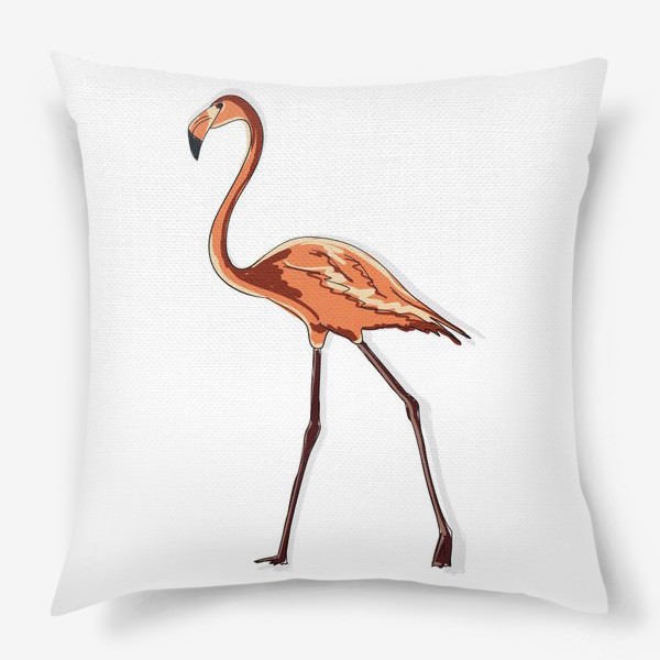 Подушка &laquo;Персиковый фламинго, птица в полный рост&raquo;