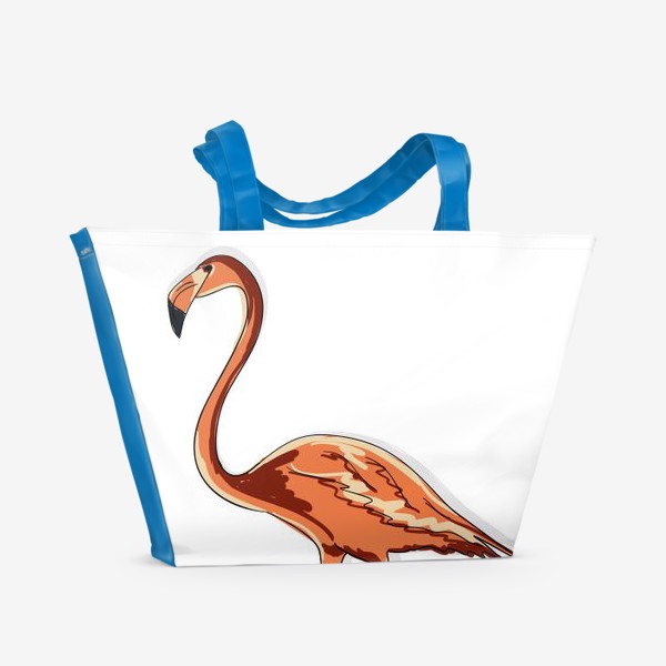 Пляжная сумка «Персиковый фламинго, птица в полный рост»