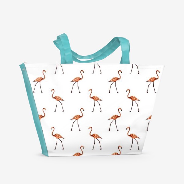 Пляжная сумка &laquo;Нежный фламинго персикового цвета на белом фоне&raquo;