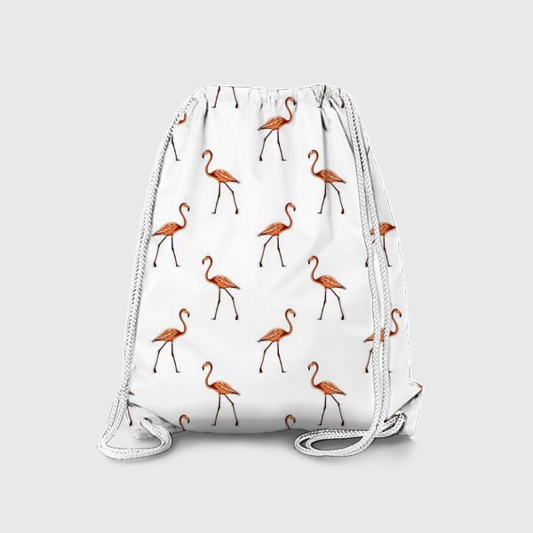 Рюкзак «Нежный фламинго персикового цвета на белом фоне»