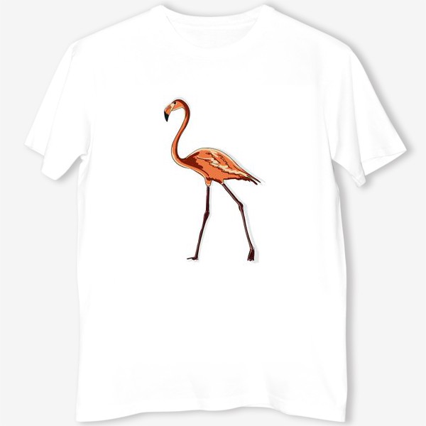 Футболка «Персиковый фламинго, птица в полный рост»