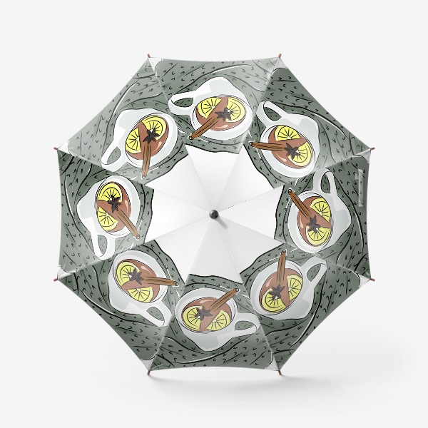 Зонт «Чашка чая с лимоном и корицей в теплом шерстяном шарфе»