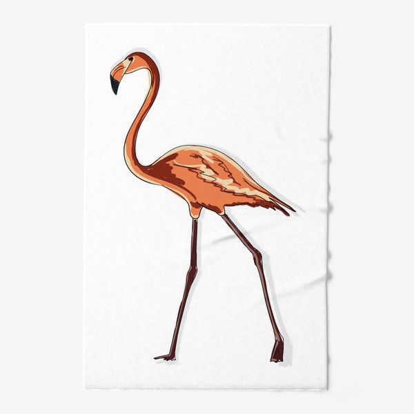 Полотенце «Персиковый фламинго, птица в полный рост»