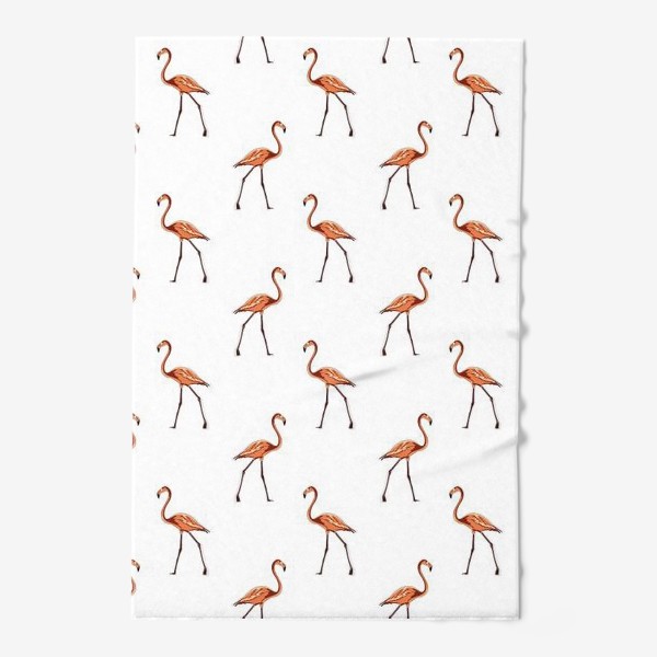 Полотенце «Нежный фламинго персикового цвета на белом фоне»