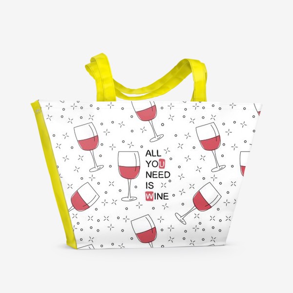 Пляжная сумка «Винный узор - All you need is wine»
