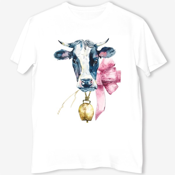 Футболка &laquo;Корова с розовым бантом&raquo;
