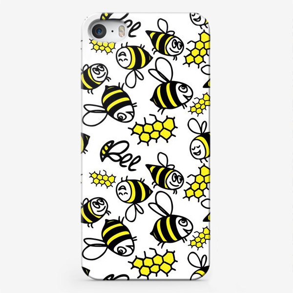 Чехол iPhone «Паттерн весёлые пчёлки»