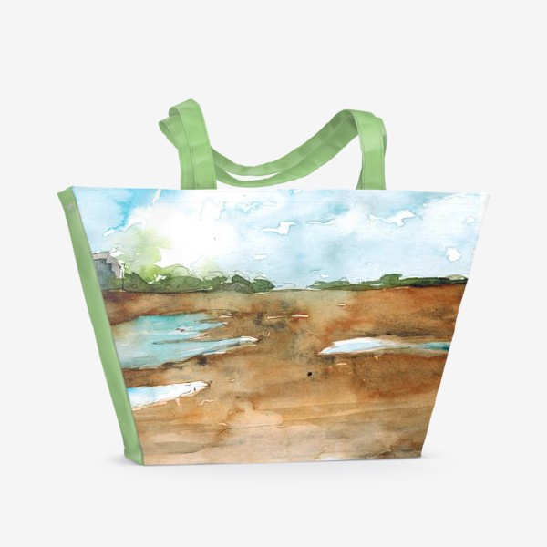 Пляжная сумка «Акварельный пейзаж "Песок и лужи"»