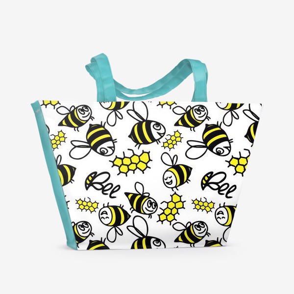 Пляжная сумка «Паттерн весёлые пчёлки»