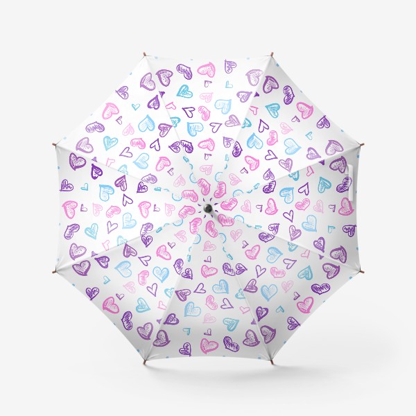 Зонт «Яркие разноцветные сердечки паттерн »