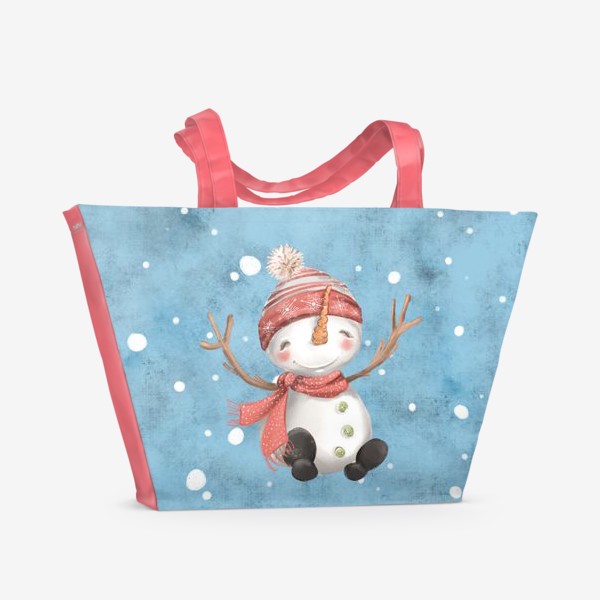 Пляжная сумка «Новый год и Рождество, Снеговик»