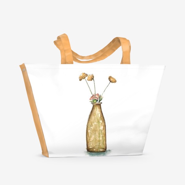 Пляжная сумка «"Ваза с цветами" акварельный скетч»