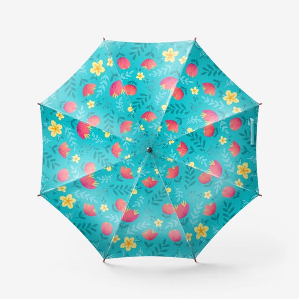 Зонт «Тюльпаны на бирюзовом»