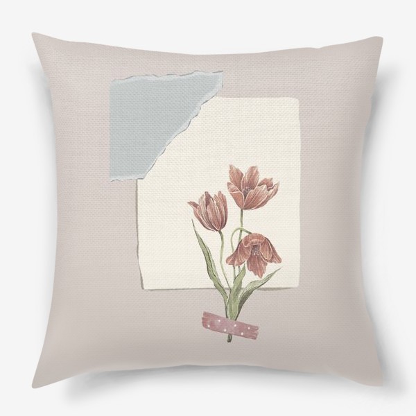 Подушка «Скрапбукинг дизайн, тюльпаны»