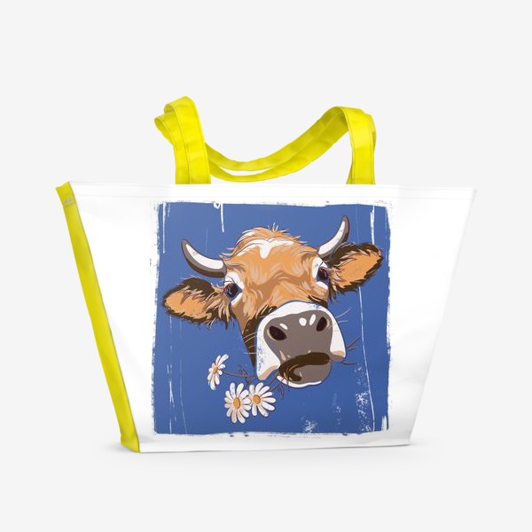 Пляжная сумка «корова с ромашками возьмите в коллекцию!»