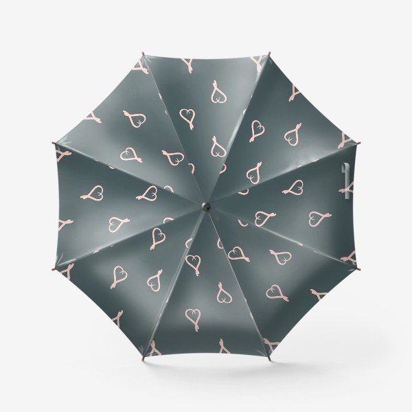 Зонт «Паттерн - Сердечки на сером»