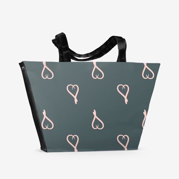 Пляжная сумка «Паттерн - Сердечки на сером»