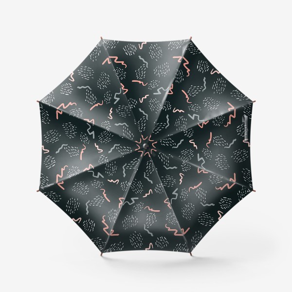 Зонт «Паттерн - Зигзаги на черном»