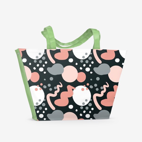 Пляжная сумка «Абстракция розовые пятна на черном»