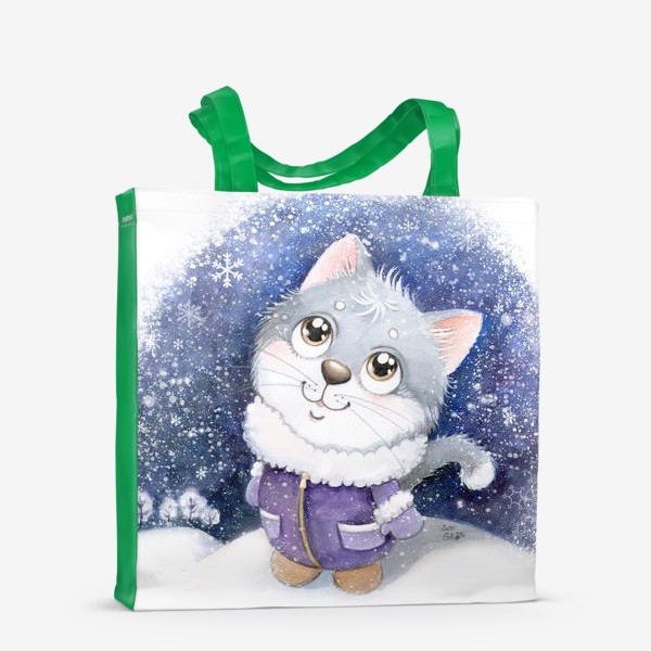 Сумка-шоппер «Котик и снегопад»