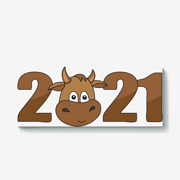 Холст «2021 Принт с быком»