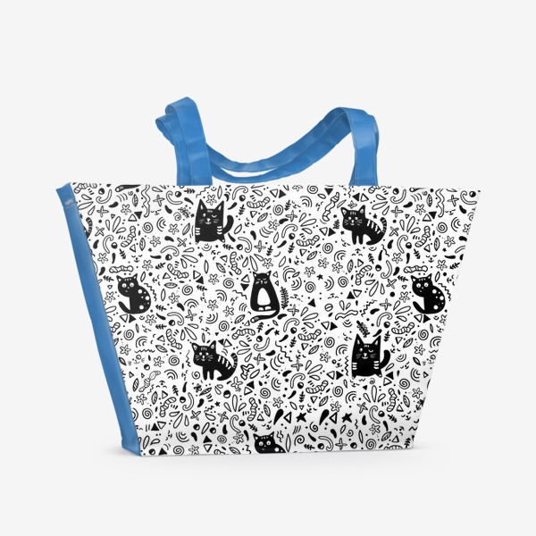 Пляжная сумка «Черные дудл котики»