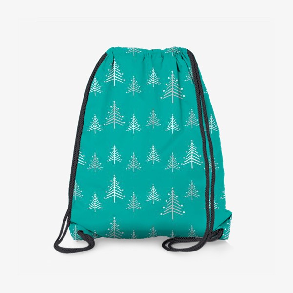 Рюкзак «Новый год, минималистичные ёлки на голубом фоне»