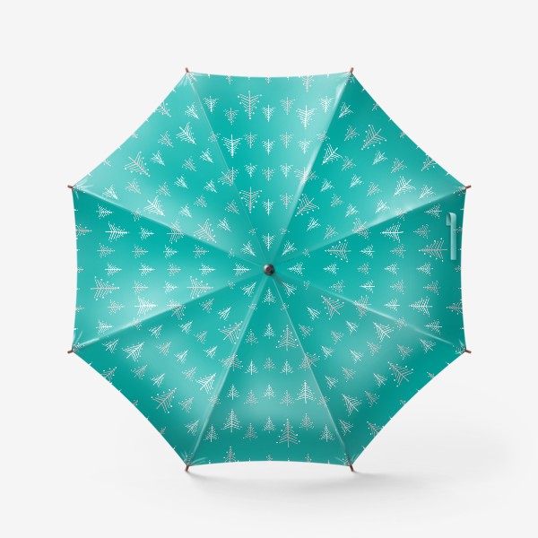Зонт «Новый год, минималистичные ёлки на голубом фоне»