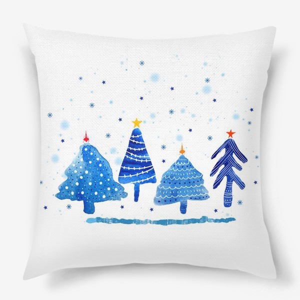Подушка «Зимние новогодние елки»