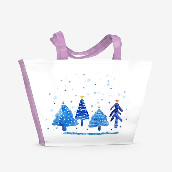 Пляжная сумка «Зимние новогодние елки»