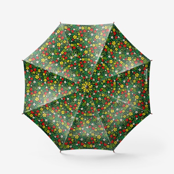 Зонт «Хохлома клубника»