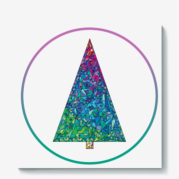 Холст «Новогодняя елка кристалл»