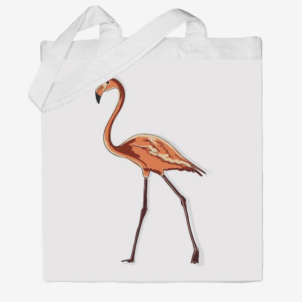 Сумка хб «Персиковый фламинго, птица в полный рост»