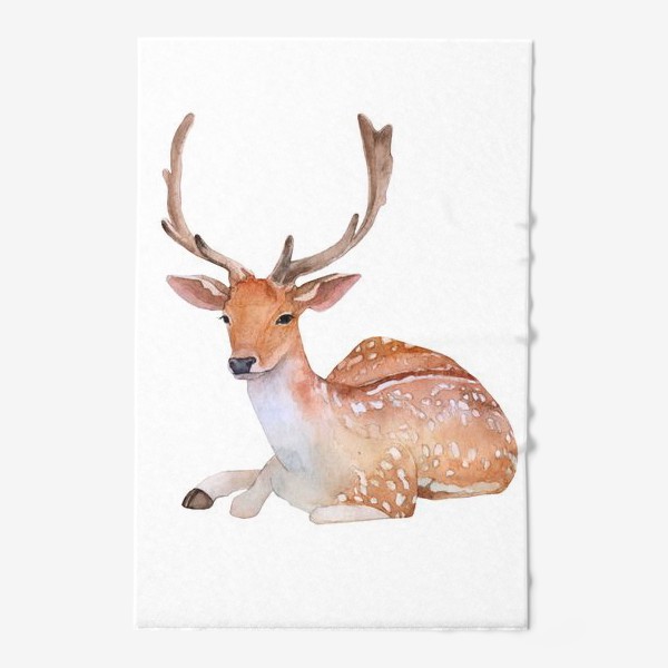 Полотенце «Reindeer watercolor drawing isolated on white background.»